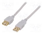 Кабел CAB-USB2AAF/5G-GY Кабел; USB 2.0; USB A гнездо,USB A щепсел; позлатен; 5m; сив